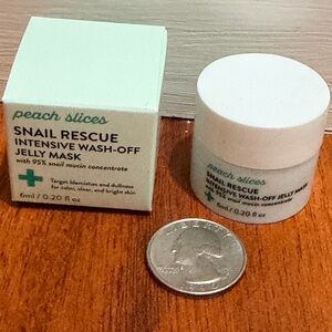 🍄6/$26 peach slices snail rescue intensive wash off jelly mask purse sz NWT